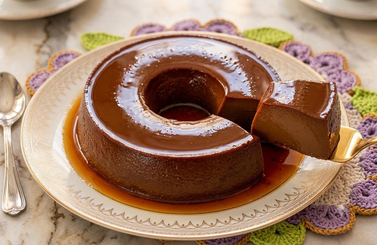 Pudim de Chocolate com Calda de Chocolate